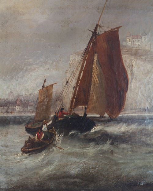 FINE 19TH CENTURY MARINE OIL PAINTING - ADDITIONAL PHOTO 4