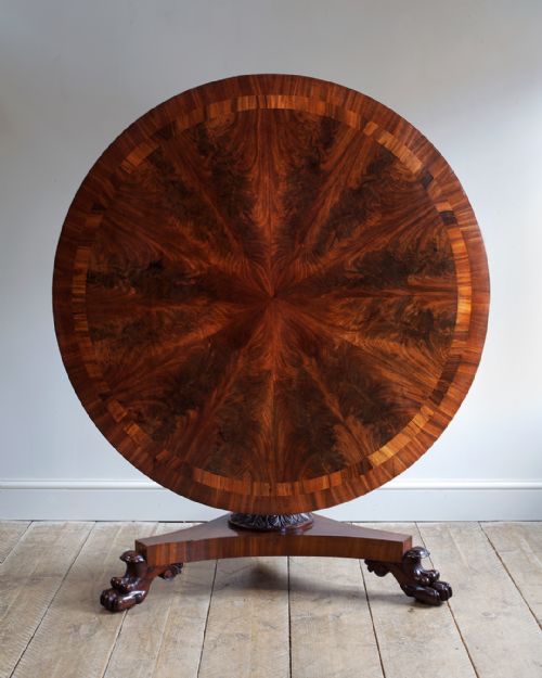superb william iv flame mahogany centre table - CATEGORY: ANTIQUE TABLES - DATED 19TH CENTURY
