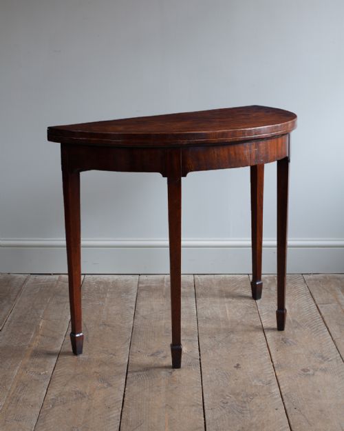 george iii mahogany demi lune card table - CATEGORY: ANTIQUE TABLES - DATED 18TH CENTURY
