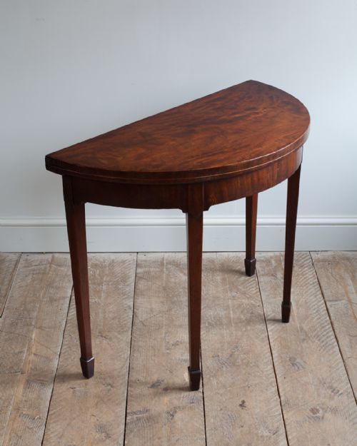 GEORGE III MAHOGANY DEMI LUNE CARD TABLE - ADDITIONAL PHOTO 2