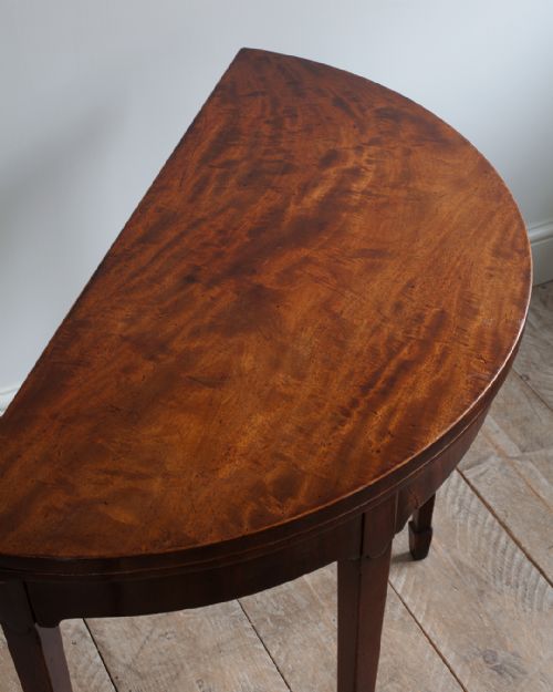 GEORGE III MAHOGANY DEMI LUNE CARD TABLE - ADDITIONAL PHOTO 3