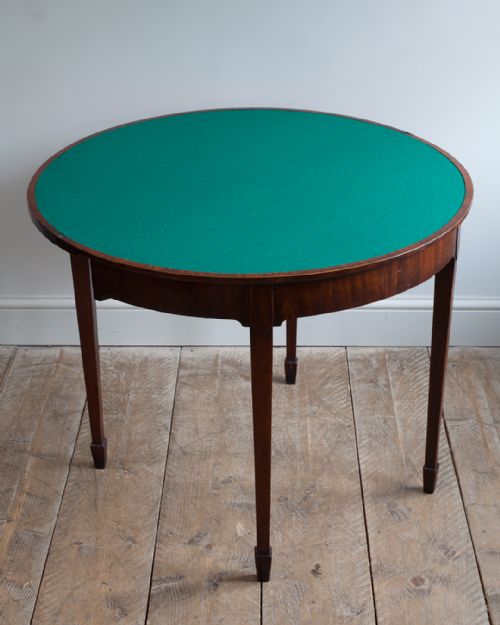 GEORGE III MAHOGANY DEMI LUNE CARD TABLE - ADDITIONAL PHOTO 4