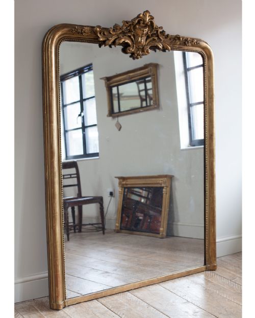MAGNIFICENT LARGE 19TH CENTURY GILT OVERMANTEL MIRROR - ADDITIONAL PHOTO 1