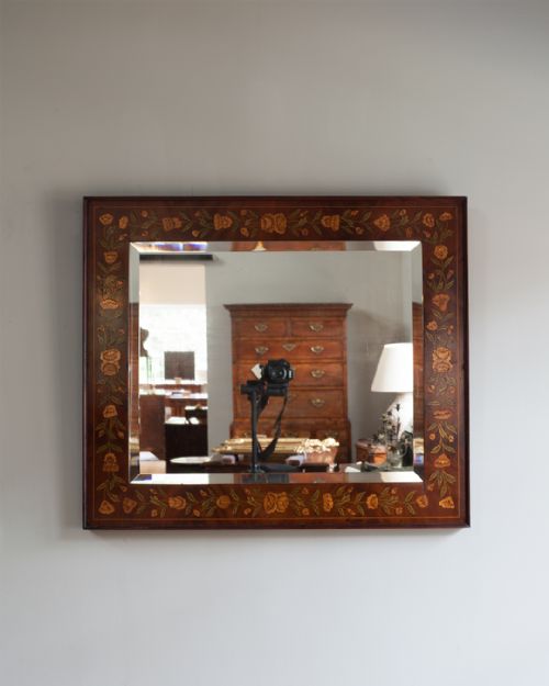 19th century dutch marquetry wall mirror - CATEGORY: ANTIQUE MIRRORS - DATED VICTORIAN