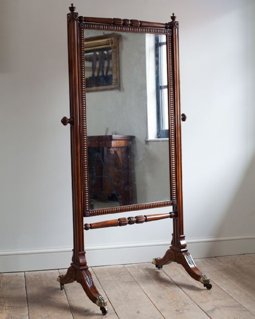 REGENCY MAHOGANY CHEVAL MIRROR - ADDITIONAL PHOTO 1