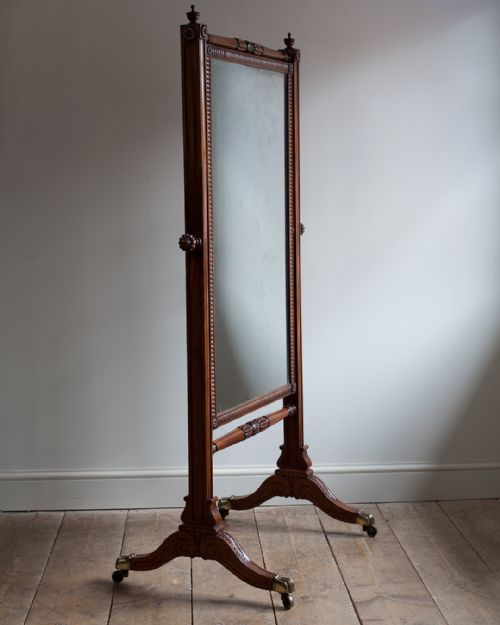 REGENCY MAHOGANY CHEVAL MIRROR - ADDITIONAL PHOTO 2