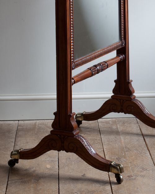 REGENCY MAHOGANY CHEVAL MIRROR - ADDITIONAL PHOTO 4