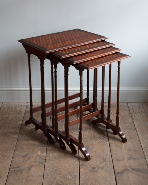 19th century rosewood and parquetry nest of four tables - CATEGORY: ANTIQUE TABLES - DATED 19TH CENTURY