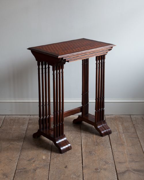 19TH CENTURY ROSEWOOD AND PARQUETRY NEST OF FOUR TABLES - ADDITIONAL PHOTO 1
