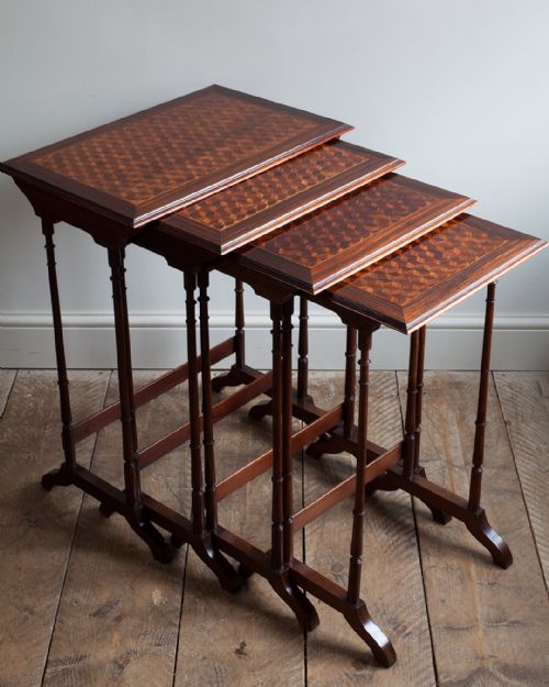 19TH CENTURY ROSEWOOD AND PARQUETRY NEST OF FOUR TABLES - ADDITIONAL PHOTO 2