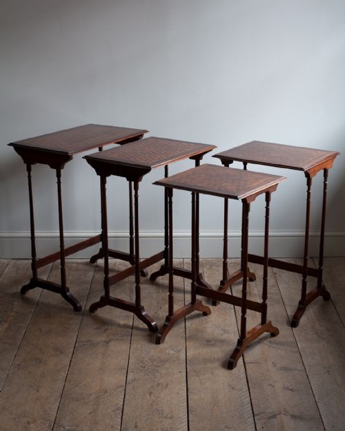 19TH CENTURY ROSEWOOD AND PARQUETRY NEST OF FOUR TABLES - ADDITIONAL PHOTO 7