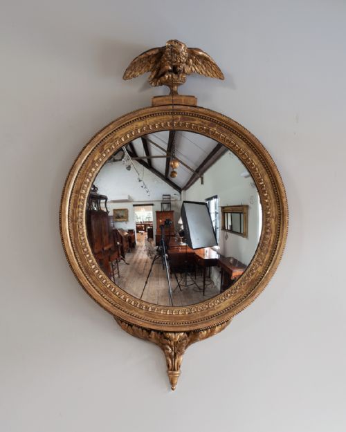 regency gilt convex mirror - CATEGORY: ANTIQUE MIRRORS - DATED REGENCY