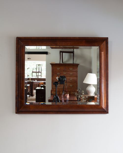 19TH CENTURY WALNUT CUSHION MIRROR - ADDITIONAL PHOTO 1