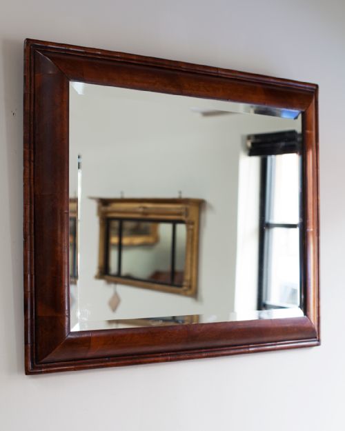 19TH CENTURY WALNUT CUSHION MIRROR - ADDITIONAL PHOTO 2