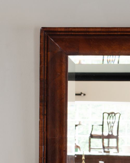 19TH CENTURY WALNUT CUSHION MIRROR - ADDITIONAL PHOTO 3