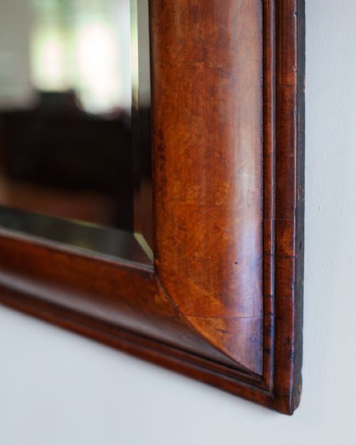 19TH CENTURY WALNUT CUSHION MIRROR - ADDITIONAL PHOTO 4