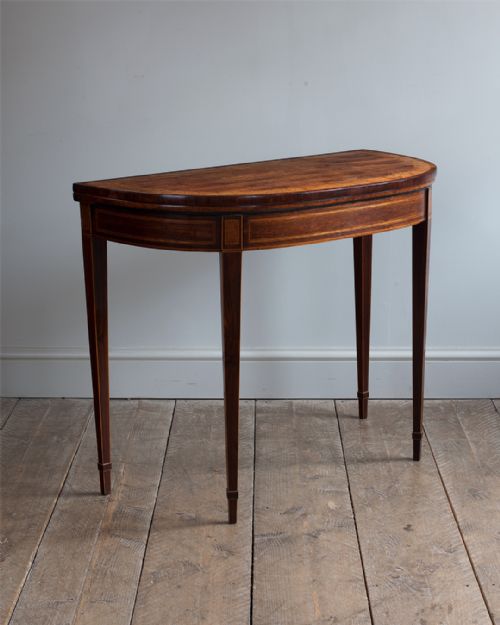 george iii rosewood d shaped card table - CATEGORY: ANTIQUE TABLES - DATED GEORGIAN