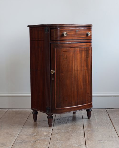 regency mahogany bowfront bedside cupboard - CATEGORY: ANTIQUE CUPBOARDS - DATED 19TH CENTURY