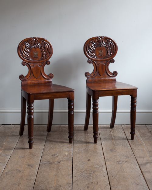 PAIR OF ANTIQUE HALL CHAIRS - ADDITIONAL PHOTO 1