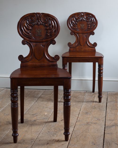 PAIR OF ANTIQUE HALL CHAIRS - ADDITIONAL PHOTO 2