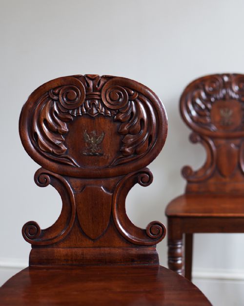 PAIR OF ANTIQUE HALL CHAIRS - ADDITIONAL PHOTO 3