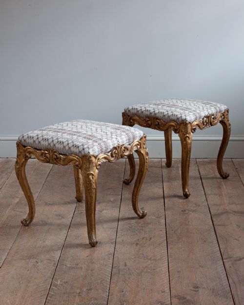 19th century carved giltwood stools - CATEGORY: ANTIQUE STOOLS - DATED 19TH CENTURY