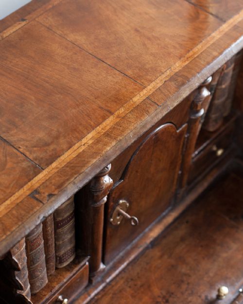 SMALL GEORGE II WALNUT BUREAU - ADDITIONAL PHOTO 6