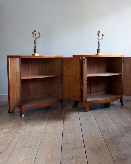 PAIR OF EDWARDIAN SATINWOOD BOWFRONT SIDE CABINETS - ADDITIONAL PHOTO 1