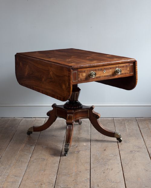 late regency rosewood pedestal pembroke table - CATEGORY: ANTIQUE TABLES - DATED REGENCY
