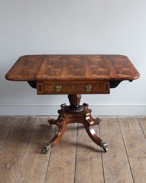 LATE REGENCY ROSEWOOD PEDESTAL PEMBROKE TABLE - ADDITIONAL PHOTO 1
