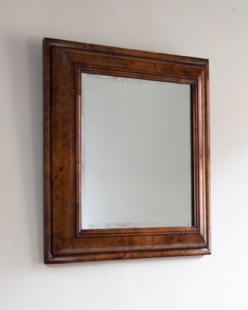 19th century walnut cushion mirror - CATEGORY: ANTIQUE MIRRORS - DATED 19TH CENTURY