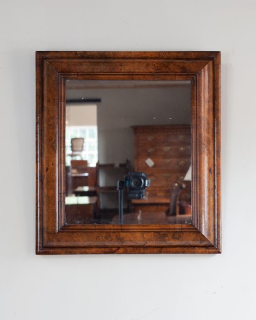 19TH CENTURY WALNUT CUSHION MIRROR - ADDITIONAL PHOTO 1