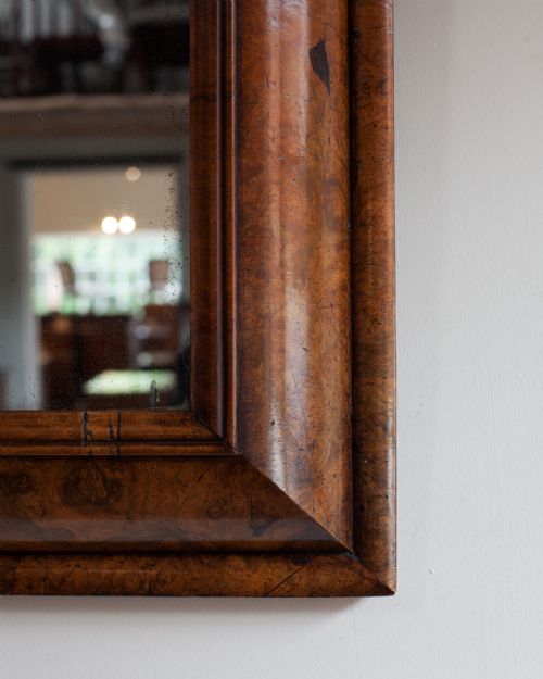 19TH CENTURY WALNUT CUSHION MIRROR - ADDITIONAL PHOTO 4