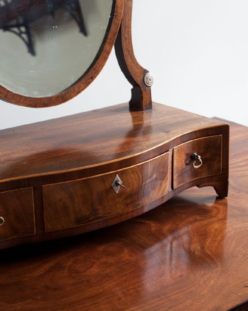 GEORGIAN MAHOGANY SERPENTINE TOILET MIRROR - ADDITIONAL PHOTO 2