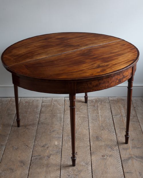 GEORGE IV MAHOGANY DEMI LUNE TEA TABLE - ADDITIONAL PHOTO 6