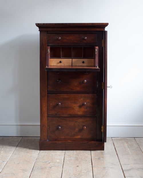 WILLIAM IV ROSEWOOD WELLINGTON SECRETAIRE CHEST - ADDITIONAL PHOTO 4
