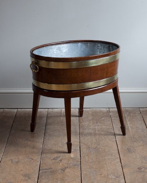 GEORGE III MAHOGANY AND BRASS BOUND OVAL WINE COOLER - ADDITIONAL PHOTO 1