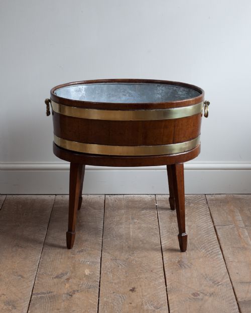 GEORGE III MAHOGANY AND BRASS BOUND OVAL WINE COOLER - ADDITIONAL PHOTO 2