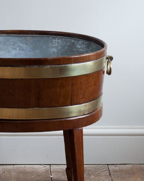 GEORGE III MAHOGANY AND BRASS BOUND OVAL WINE COOLER - ADDITIONAL PHOTO 3