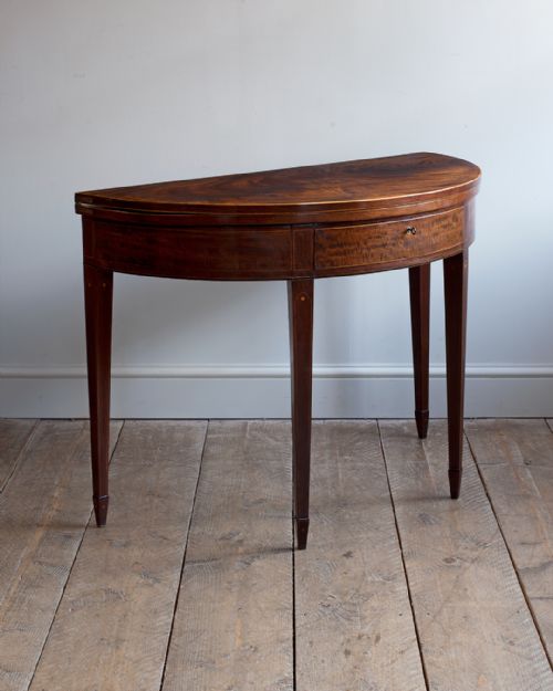 george iii mahogany demilune tea table - CATEGORY: ANTIQUE TABLES - DATED 18TH CENTURY