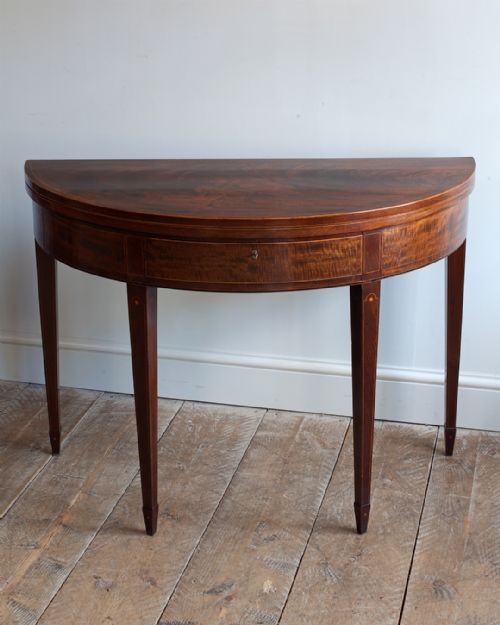 GEORGE III MAHOGANY DEMILUNE TEA TABLE - ADDITIONAL PHOTO 1