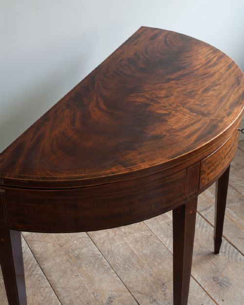GEORGE III MAHOGANY DEMILUNE TEA TABLE - ADDITIONAL PHOTO 2