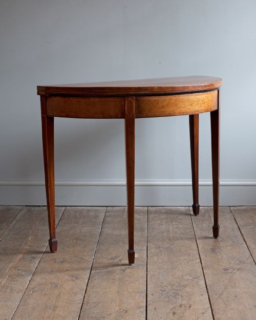 antique demi lune card table - CATEGORY: ANTIQUE TABLES - DATED 19TH CENTURY