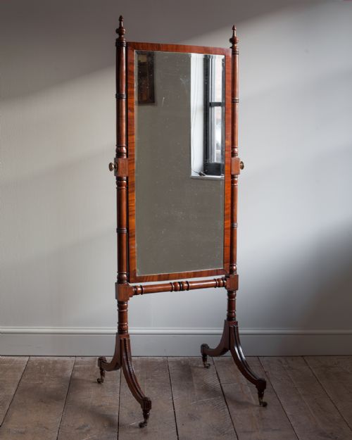 19th century mahogany cheval mirror - CATEGORY: ANTIQUE MIRRORS - DATED REGENCY