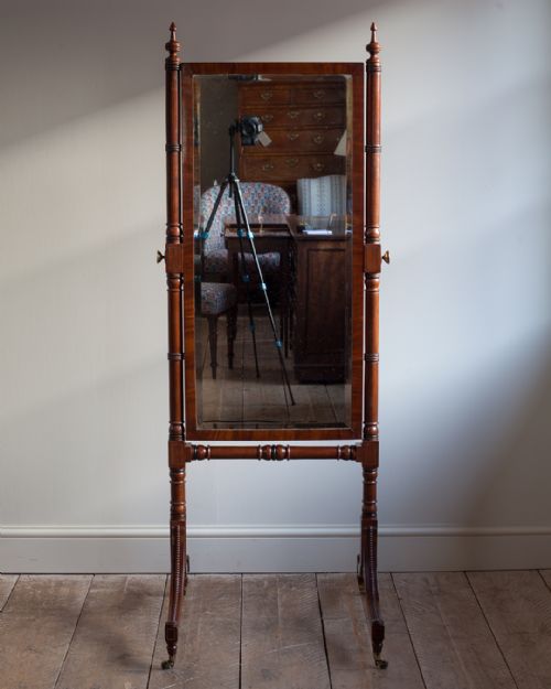 19TH CENTURY MAHOGANY CHEVAL MIRROR - ADDITIONAL PHOTO 1