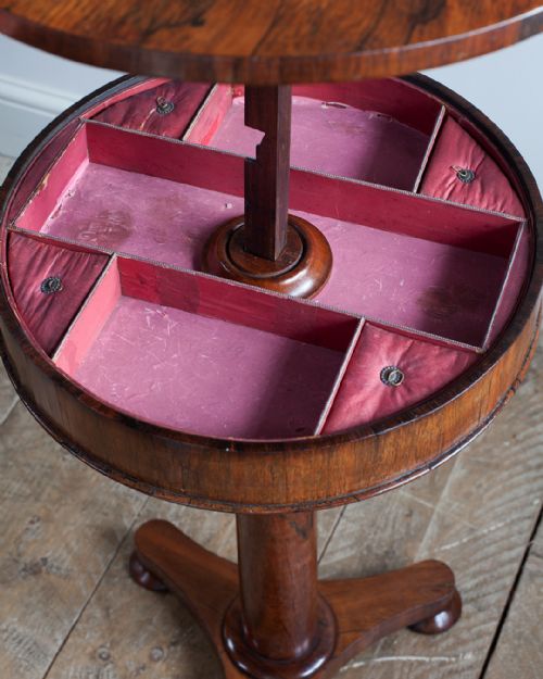 19TH CENTURY ROSEWOOD LAMP TABLESEWING TABLE - ADDITIONAL PHOTO 2