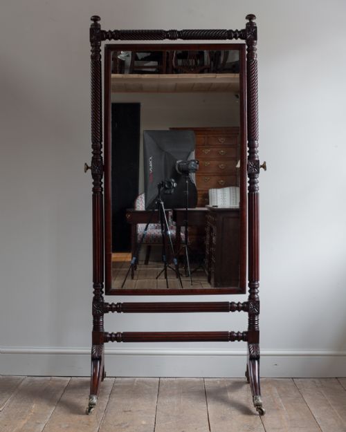 REGENCY MAHOGANY CHEVAL MIRROR - ADDITIONAL PHOTO 1