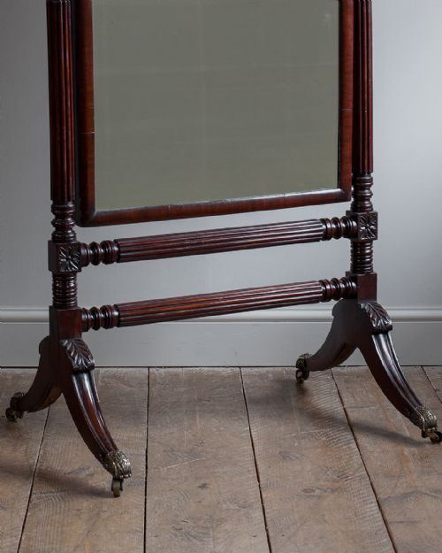 REGENCY MAHOGANY CHEVAL MIRROR - ADDITIONAL PHOTO 3