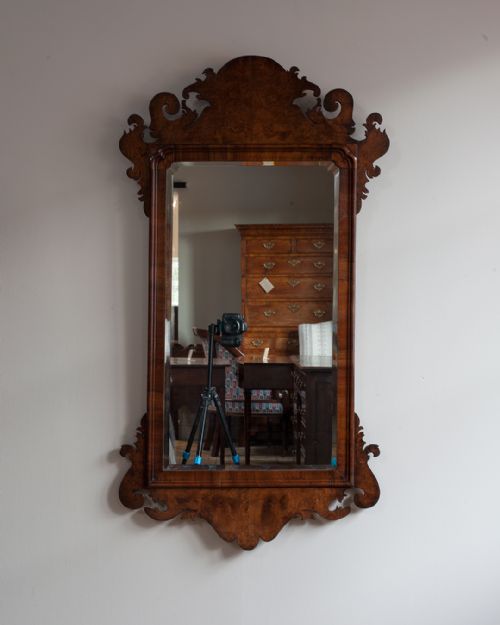 19TH CENTURY WALNUT FRET MIRROR - ADDITIONAL PHOTO 1
