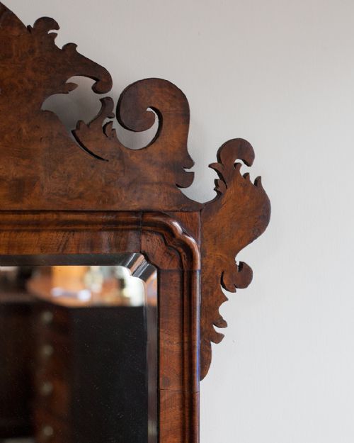 19TH CENTURY WALNUT FRET MIRROR - ADDITIONAL PHOTO 4
